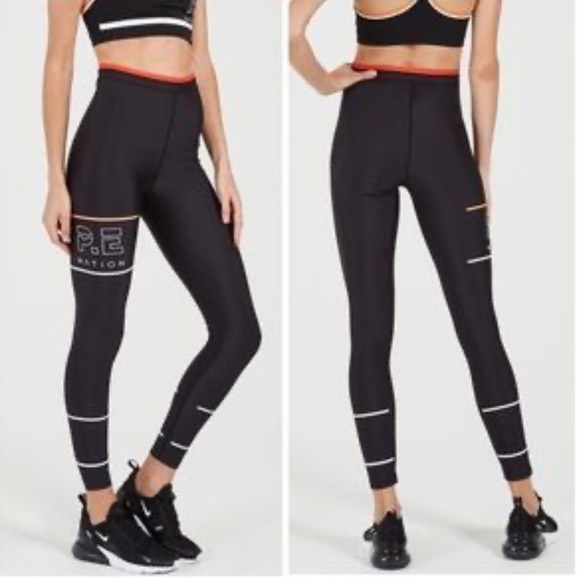 REVOLVE P.E Nation Black Orange Yoga Pants Leggings - Picture 1 of 8